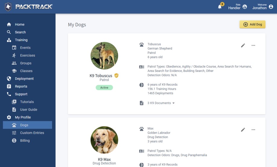 Smarter K9 Training Records PACKTRACK Training Tracking Record Smarter K9 Training Records PACKTRACK Training Tracking Record