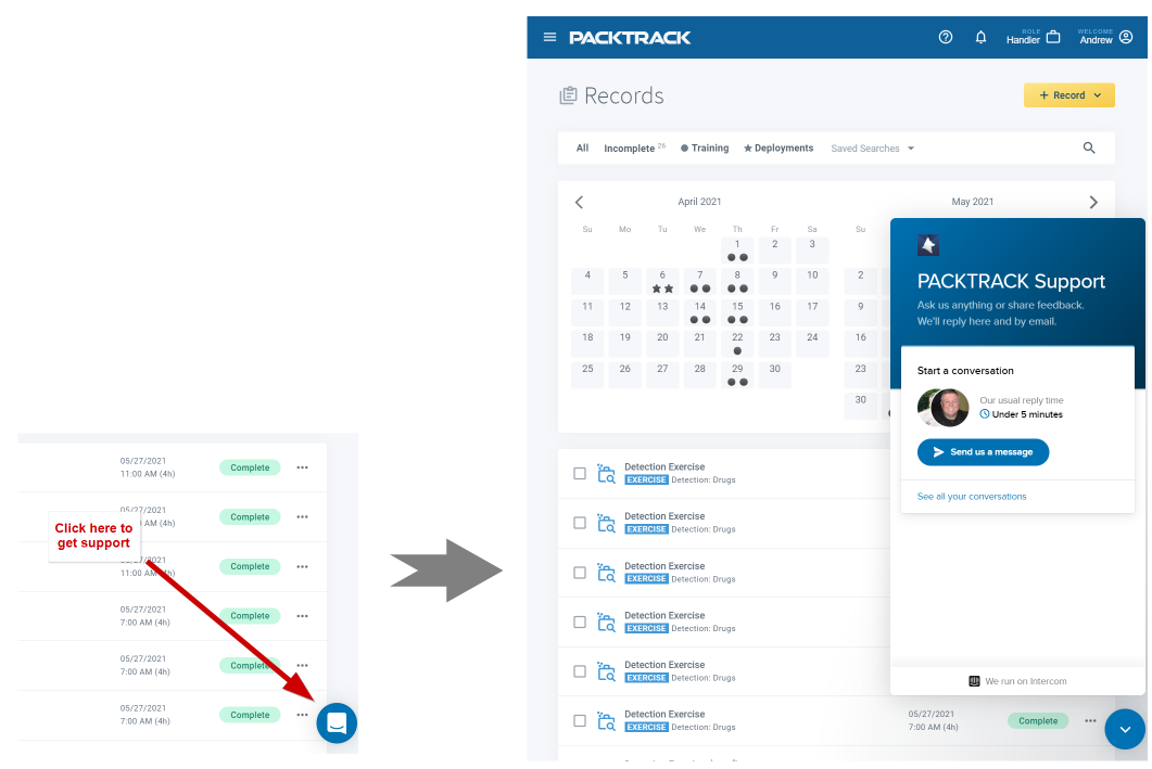 PACKTRACK Help & Support System