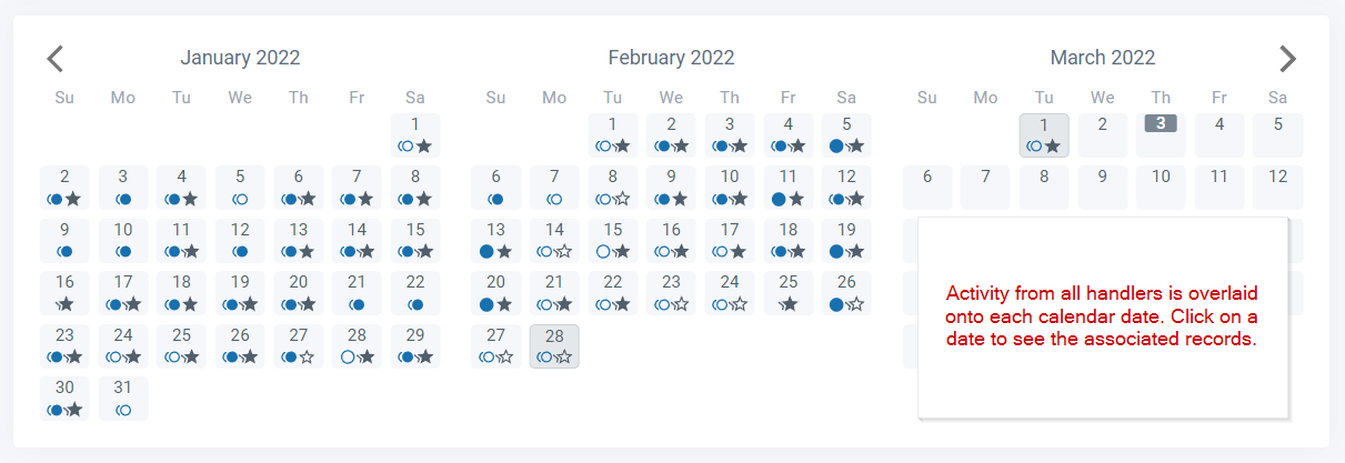 K9 supervisors see activity data from all handlers overlaid onto their calendar