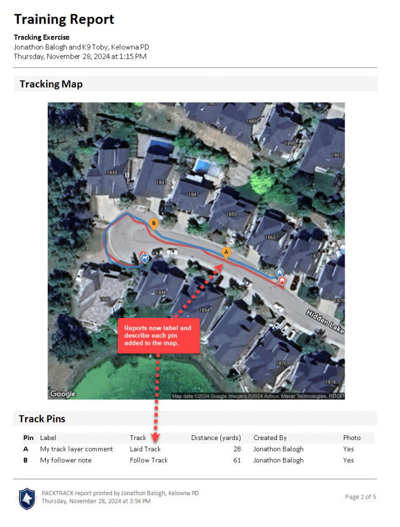 K9 tracking reports are improved with more detail