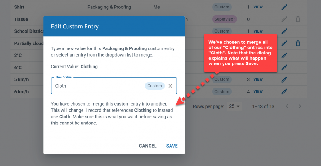 Merge a custom entry into another value
