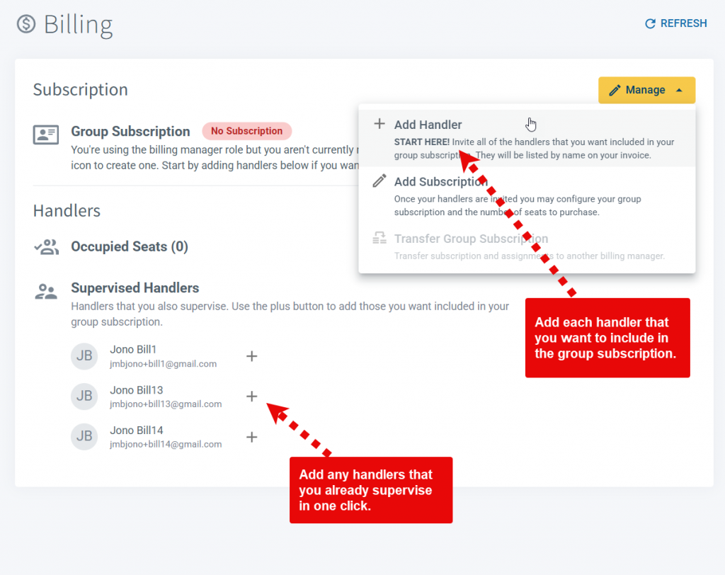 Add K9 handlers to group subscription