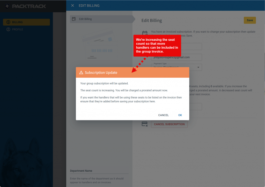 Modify group subscription