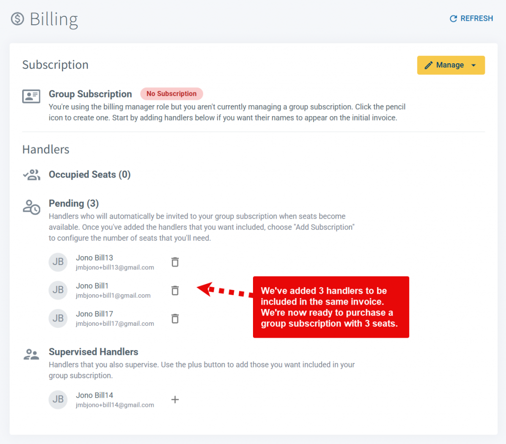 Pending handlers in group subscription