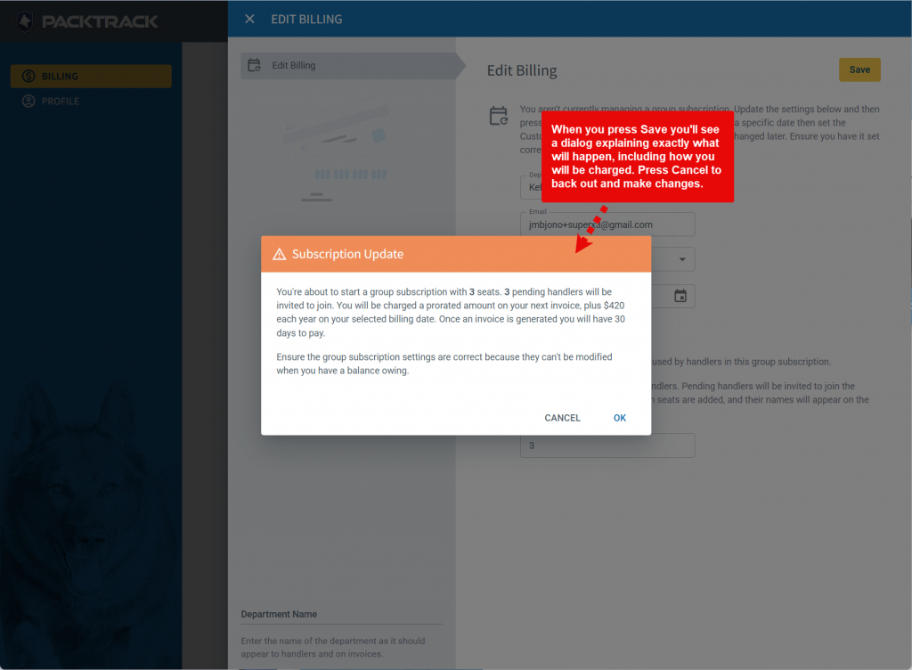Save group subscription