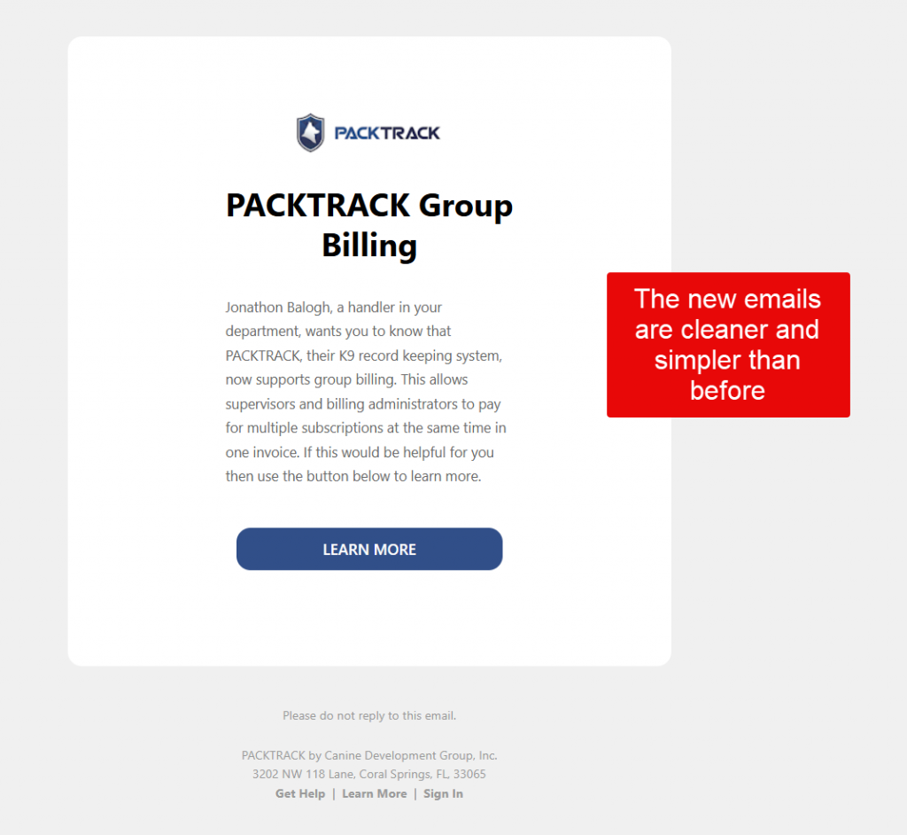 Html email for police K9 notifications