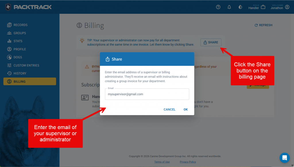 Share group billing with your administrator